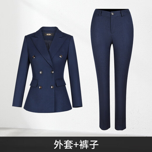 Luo Meng's professional attire, goddess style suit, fashionable suit, formal wear for women, Korean style interview work clothes, spring, autumn and winter thick work clothes, dark blue suit jacket + pants M