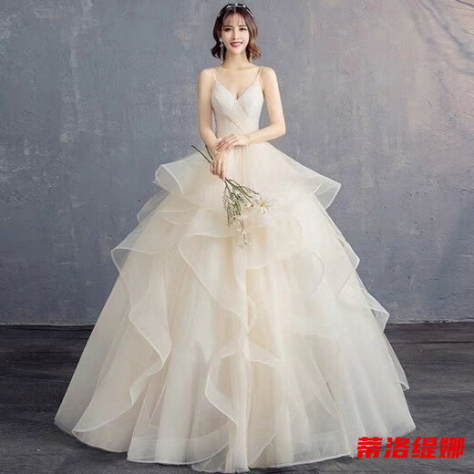Tilotina main wedding dress for women new bride wedding floor-length strapless V-neck tutu skirt slim and long tail white floor-length wedding dress M 165
