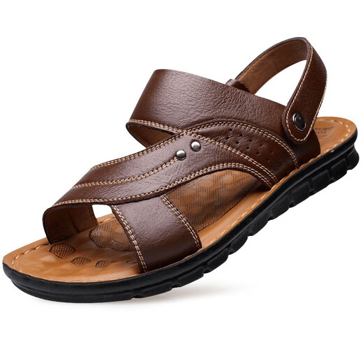Yichi Sandals Herren Beachschuhe Herrenvater Schuhe mittleren und älteren Sandalen Herrenschuhe Zwei-Wear-Schuhe Männer EC12129 Brown 46