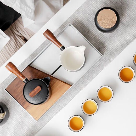 Sishe Tea Garden coarse pottery small teapot single pot tea water separation Kungfu tea set side handle pot home office teapot S Taoyun coarse pottery teapot hand-held teapot