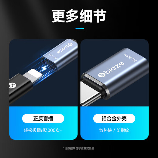 Biaz Apple 17/16/15 Adapter Typ-C-Adapter PD20W Schnellladekopf Beleuchtung Buchse auf Typ-C-Stecker Konverter Apple Android Ladekabel