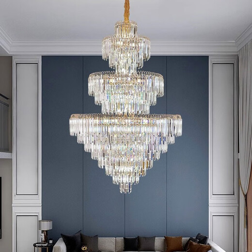 Shilan Light Luxury Duplex Gebäude großer Kronleuchterkristall-Lampen Villa Wohnzimmer leeres Gebäude mit mittleren Bodentreppenleuchte 6628-100*150 cm-drei Farbenbacken Installation
