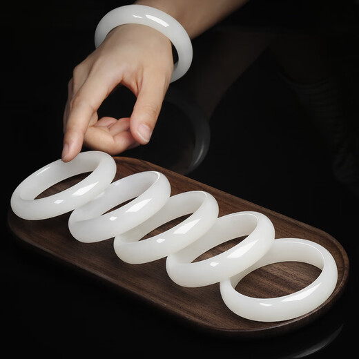7000 Hetian Jade Bracelet Mutton Fat White Women's Jade Bracelet Jade Bracelet 56-57 Circle
