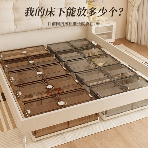 Chenzhi Shangpin folding under bed storage box household with wheels large capacity clothing under bed storage box drawer type storage box transparent gray - 100*50*25