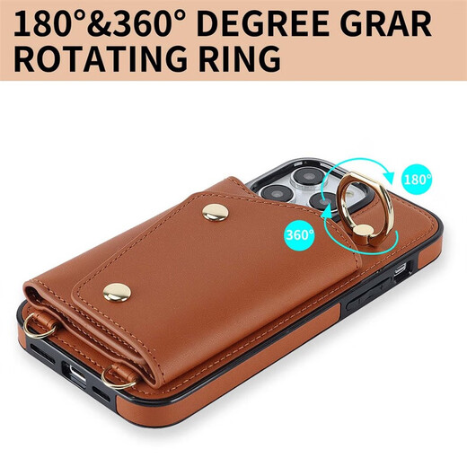 Jinhao iPhone14 Promax Reißverschluss Brieftasche Mobile Hülle Apple 13/12 Crossbody Protective Case Xsmax Kartenring Lanyard Persönlichkeit Red Apple iPhone 14 Pro