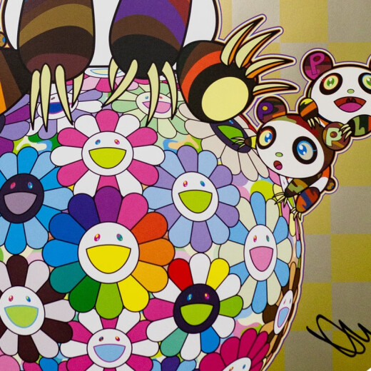 Silent Cuttlefish Murakami Takashi glue print Panda Panda, pandaCubs, limited edition of 300 gold round gold version signed by the artist