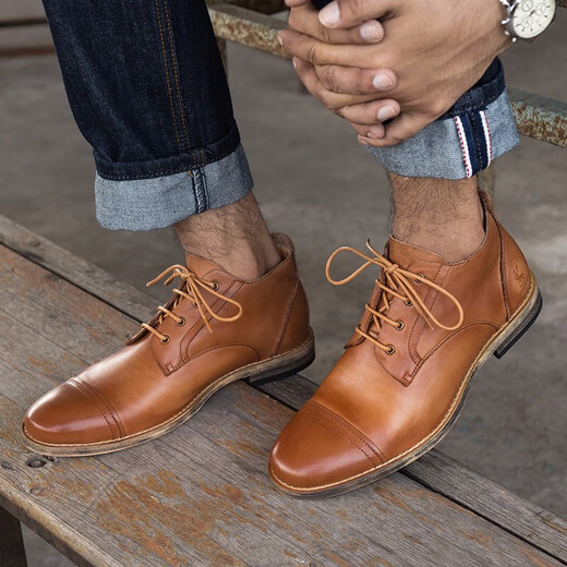 Kawazukiyou Style britannique Martin Boots Men's Summer Breatch et confortable Couper en cuir moyen Couche Cow Hide