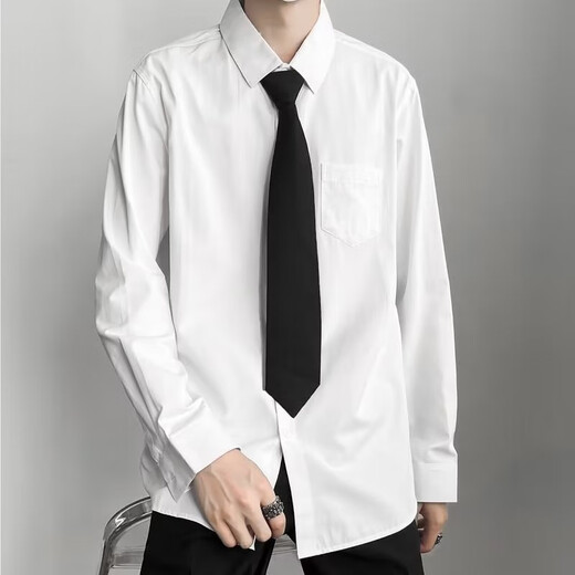 Tanghao (Tanghao) Weißes langärmeliges Hemd Herrenpaar Anzug losen DK-Krawattenhemd Trend koreanischer Stil Klassenuniform-Abschluss-Hemd weiße Top + Krawatte + Schwarze Hose L.