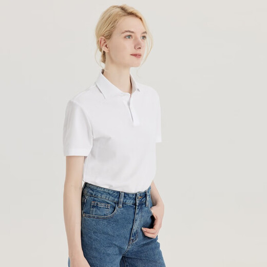 Season 5 SMART FIVE heavy double bead floor short-sleeved POLO shirt men's ice silk pure white light luxury business shirt collar daily commuting T white D757 L (weight recommended 66-75kg)