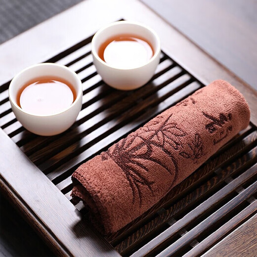 Jingdie 4-pack tea towel thickened absorbent tea set accessories coffee table tea tablecloth Kung Fu tea set towel tea cloth 4-pack 2 gray + 2 brown most cost-effective
