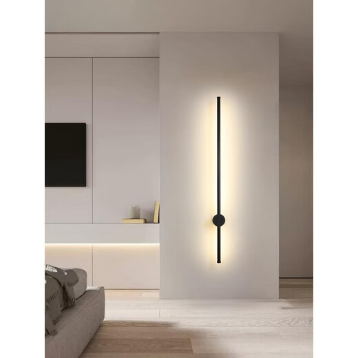 Miaopule Minimalist Long Strip LED Wall Lamp Bedroom Bedside Simple Modern Line Corridor Staircase Creative Living Room Wall Lamp Haoyue White-100CM-Three Color Changing