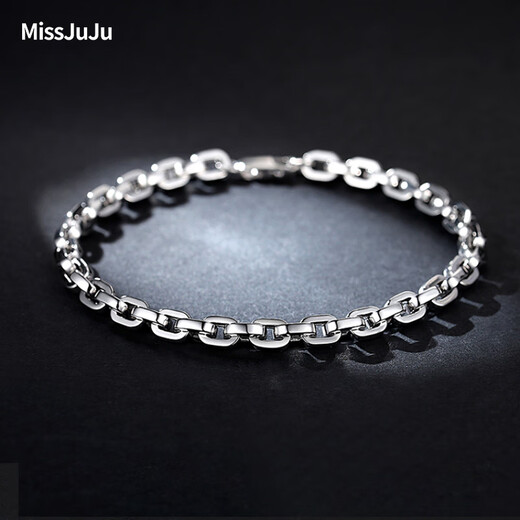 Miss JuJu Men's Platinum Bracelet pt950 Platinum Men's Personalized Cross Chain Trendy Bracelet Length Suggestion Suggestions Thickness 7-9mm = Clean Hand Circumference + 2.5cm