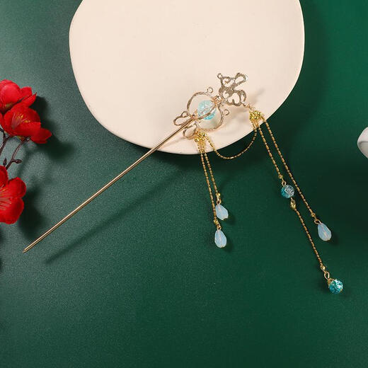 Le Meow Meet the Divine Deer Set Yaoyao Princess Hanfu Accessories Hairpin Deer Antler Clip Bracelet Ancient Style Hair Accessories Collar Headdress Yao Green Clip Pair