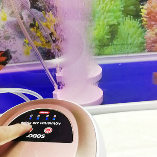 SOBO松宝鱼缸增氧泵水族箱氧气泵大气量鱼池增氧泵智能家用水族用 SB688四孔触屏10W 套餐