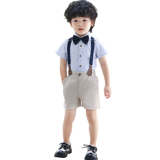 
GOKU boys' dress suit summer children's overalls flower children's suit British style kindergarten graduation suit performance suit green 100 (recommended weight 25-30 Jin [Jin equals 0.5 kg])