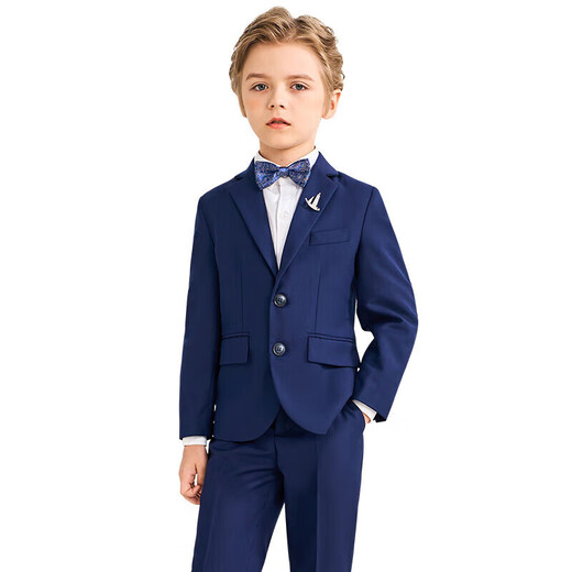 
Romon children's suit vest suit boy flower boy host dress boy piano performance costume navy blue 130