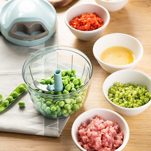 SUPOR drawstring vegetable cutter, mini garlic smasher, manual mincer, garlic puller, meat grinder, food supplement cooking machine, garlic masher - small size 400ml