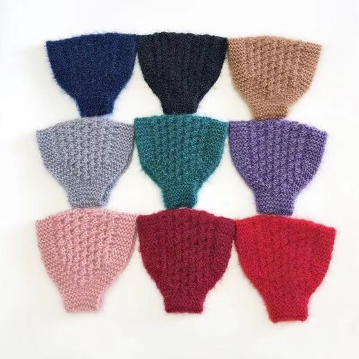 Fog woolen knitted headband hat wide-brimmed headscarf for women, autumn and winter ear protection headband to cover gray hair, warm headband for women, plush style, Khaki A18-303