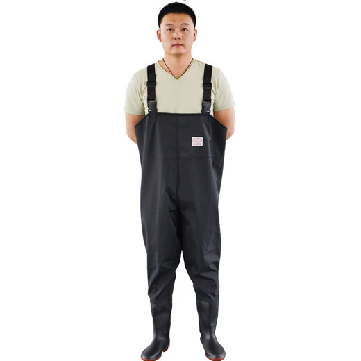Hongshiyu waterproof and electricity-proof thickened wear-resistant acid and alkali resistant waders waterproof clothing fishing fishing waders blue half body 44