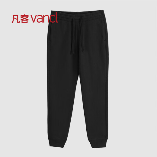 Vancl Eslite VANCL Knitted Pants Men's Heavy Washed Brushed Foot Collar Black XL