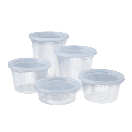 Disposable dessert soup bowl plastic thickened sealed round packaging box porridge bucket takeaway lunch box with lid soup cup 16 oz-480ml-48 sets (economical model)