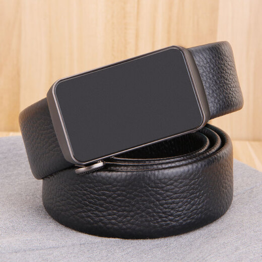 Niu Dangjia belt men's business automatic buckle cowhide belt trouser belt soft 7305 birthday gift black 110cm gift