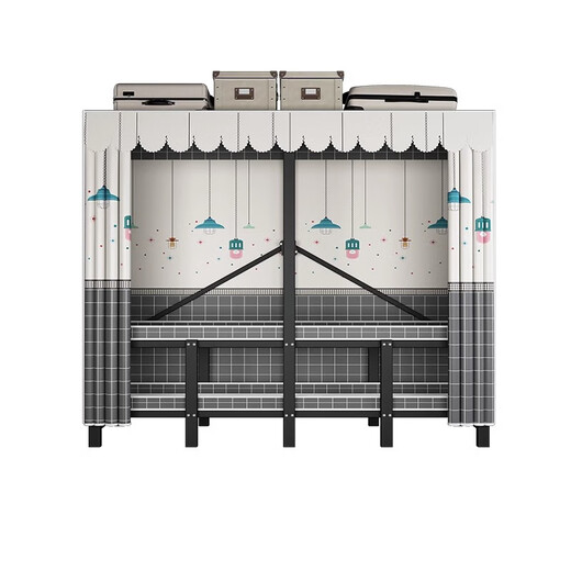 Wardrobe for home bedrooms, no installation required, folding simple fabric wardrobe, full steel frame for rental, strong and durable wardrobe, longing grid, one-piece, no installation required, length 240*width 50*height 170cm