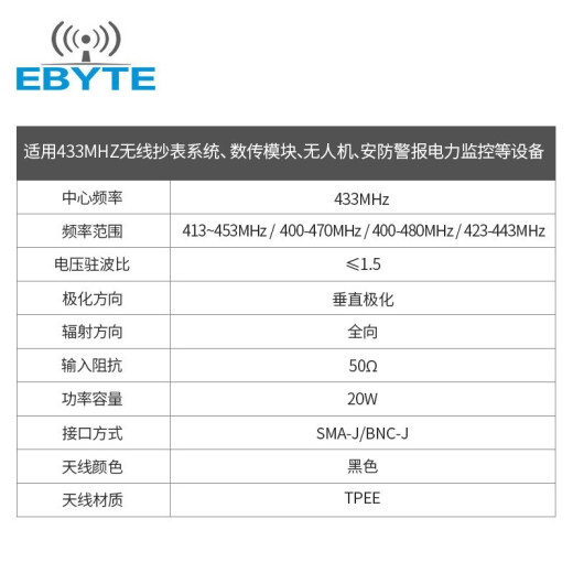 Ebyte 433MHz bendable antenna Agilent Yanet 100% tested high gain glue stick antenna LoRa external spread spectrum [glue stick antenna 433M] TX433-JZG-6