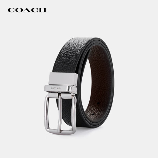 COACH brand direct supply men's belt double-sided cow leather belt 3.8CM black CQ023 New Year gift