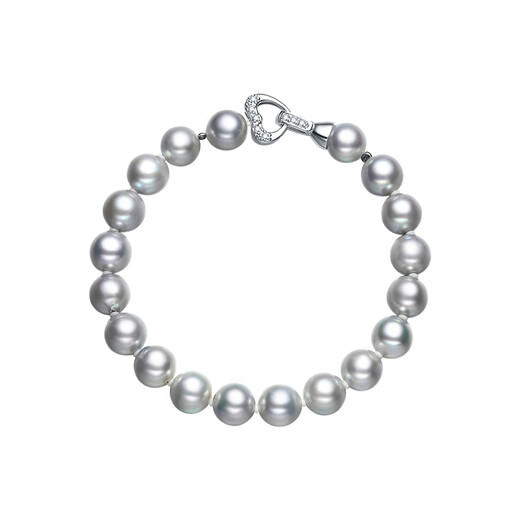 Tahiti Akoya seawater pearl bracelet, gray and blue toned hemp bracelet for your girlfriend, Baroque Xiaoxia/sendo hemp bracelet 8-8.5mm