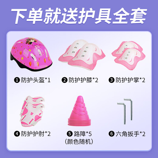 Evervon Roller Skates Children's Roller Skates für Jungen- und Mädchen-Rollschuhe KJ-337 Pink Protective Gear Helm M Größe für Größen 35-38