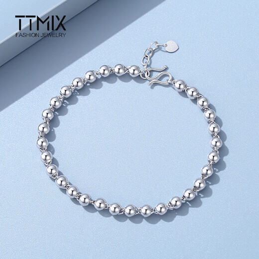 TTMIX Platinum Ball Bead Bracelet PT950 Platinum Transfer Beads Women's Hand Jewelry Real Gold Buddha Beads Bracelet 4.9-5.1g 16+3cm Thick 3.0mm
