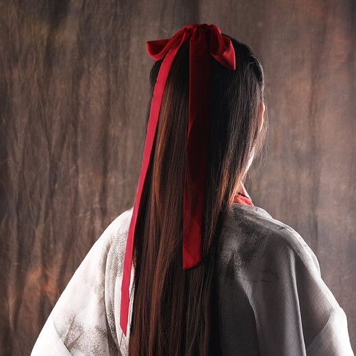 萌客朵 古风发带汉服飘带红色丝带扎头发发绳绑发头绳儿童头饰古装腰带 酒红色【约1.6米】