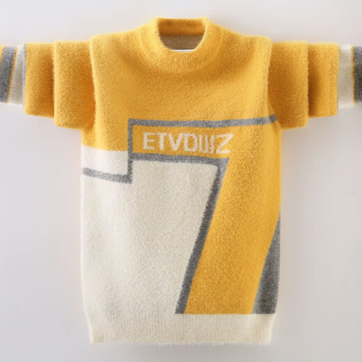 Sanxiangsha (Sanxiangsha) Jungen verdickter Pullover runden Hals Pullover Neue Stil mit mittlerer und großer Kinder Herbst und Winterstil Nerz Velvet Pullover Pullover 608 Blau [hinzugefügte Samtstil hinzugefügt] 150 [Höhe 135-145]