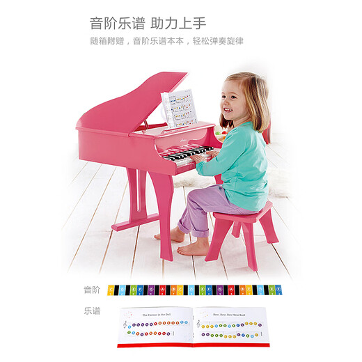 Hape (Germany) children's early education enlightenment music piano toy 30-key mechanical piano pink holiday gift E0319