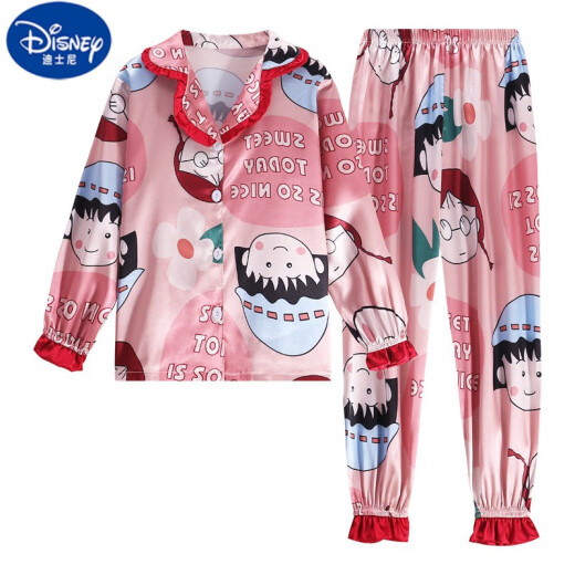
Disney Girls Ice Silk Pure Cotton Pajamas Children's Summer Thin Medium and Large Children's Baby Set Spring and Summer Air Conditioning Home [Short Sleeve Trousers] 1049 Pink 150 S Size (suitable for weight 65-85 Jin [Jin equals 0.5 kg])