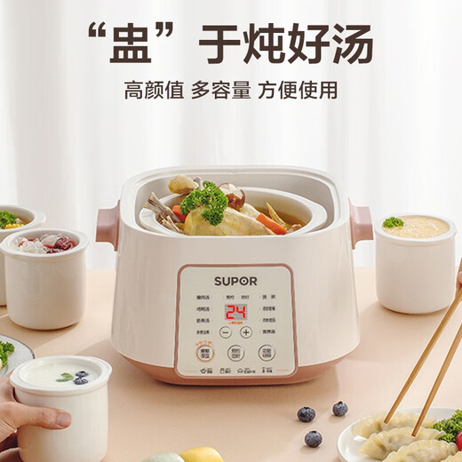 苏泊尔（SUPOR）电炖锅电炖盅煲汤锅炖汤锅白瓷炖锅 一锅五胆隔水炖 酒酿养生锅 【DZ25YC828】 2.5L 一锅五胆白瓷内胆