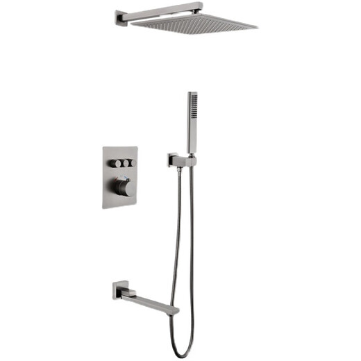 Hansgrohe German supercharged hot-melt thermostatic button shower head concealed all-copper embedded suspended ceiling canopy into the wall gun gray constant temperature three-function 12-inch shower head 30*30