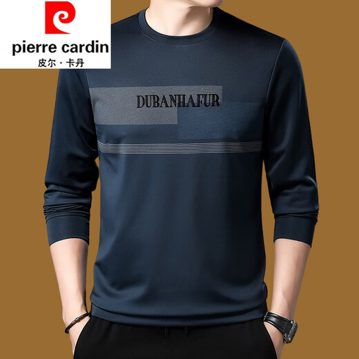 Pier Cardin long-sleeved T-shirt men's round neck loose sweatshirt men's autumn top pure cotton breathable t-shirt base shirt jacket Molan 677 style 170/L<120Jin[Jin equals 0.5 kg]-140Jin[Jin equals 0.5 kg]>