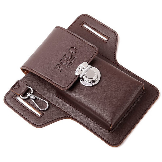 Dixing (DIXING) New Upgraded Mobile Phone Waist Bag Men's Construction Site Work Mobile Phone Leather Case Can Hold Cigarette Cases, Hang Keys and Wear Belts Upgraded Mobile Phone Bag + Cigarette Bag + Hook Brown