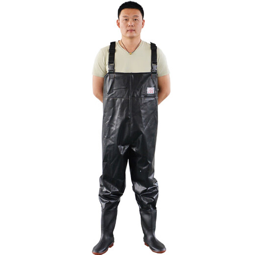 Hongshiyu waterproof and electricity-proof thickened wear-resistant acid and alkali resistant waders waterproof clothing fishing fishing waders blue half body 44