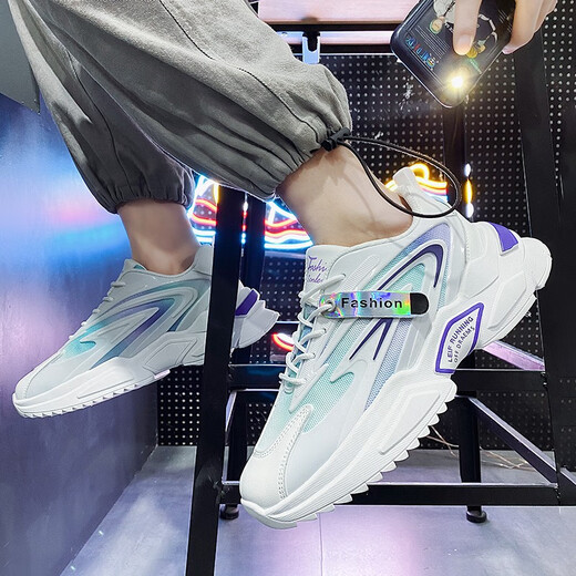 
MVPBOY new casual shoes for men in autumn student dad shoes for men Korean style breathable running sports shoes for men soft sole running shoes for men super awesome X9920 white purple 39