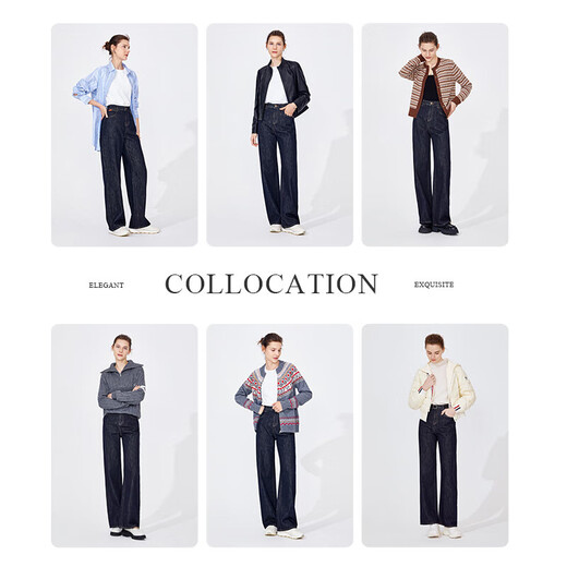 Navigare Italian sailboat washed jeans women's straight trousers wide leg pants 2332573501 denim blue L