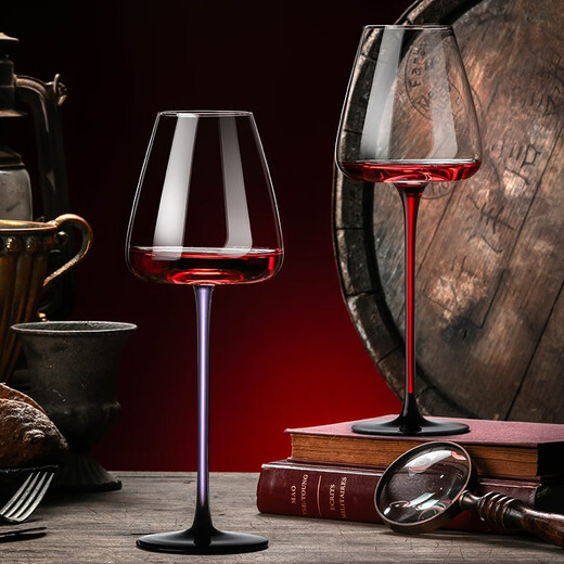 Genas Black Tie Crystal Red Wine Glass Set Home Goblet Burgundy Large Red Rod High-end Luxurious Decanter Wine Set Black Tie Red Rod Crystal Cup 590ml 2 Pack