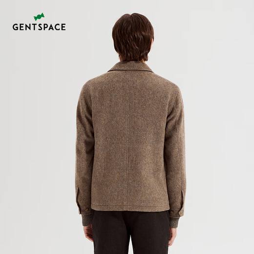 GENTSPACE男士夹克2024秋冬新款都市毛呢翻领夹克外套男 驼色 加绒 浅 含63绵羊毛 4XL 46