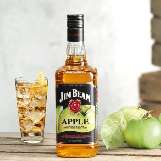 金宾（Jim Beam）波本威士忌美国进口洋酒 调和型 白占边黑麦/蜂蜜味/苹果味酒送礼 金宾苹果700ml