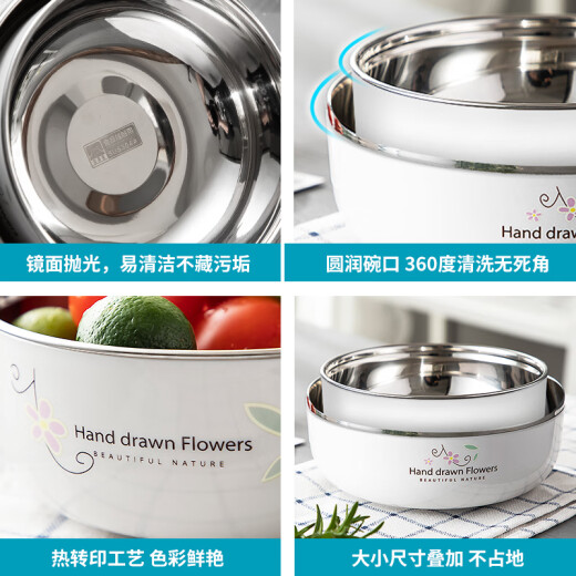 Shangfei Youpin (SFYP) 304 stainless steel bowl double-layer thickened insulated soup bowl and rice bowl, two-pack, drop-resistant and durable KL2689