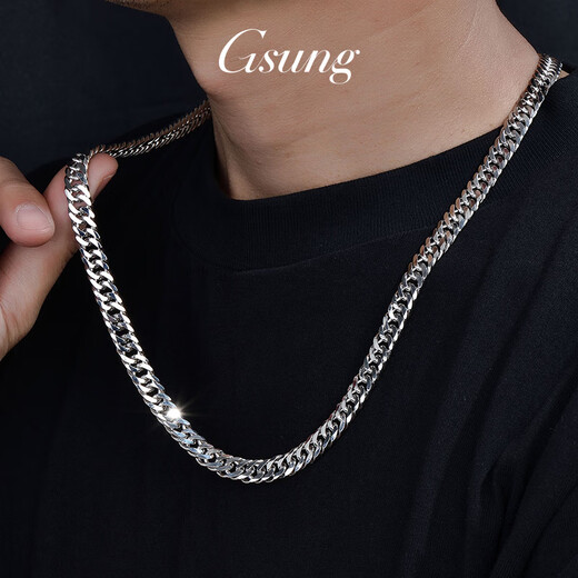 GsunG platinum necklace men's PT950 new Xiping chain atmospheric platinum horsewhip chain wide tank chain men's necklace priced by gram contact before bidding