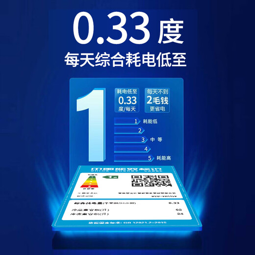 Royalstar Double Door Refrigerator Small Mini Class 1 Energy Efficiency Refrigerator Freezer Rental Household Refrigerator 86A158 Class 1 Energy Efficiency, About One Electricity in Three Days