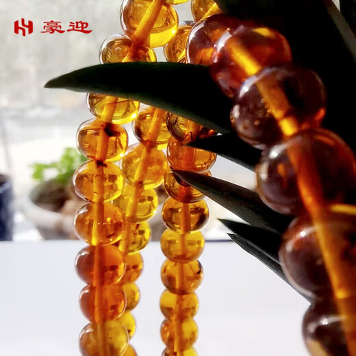 Haoying Fushun amber west open-air old material bracelet first-hand source handmade beads 108 plant amber 8MM